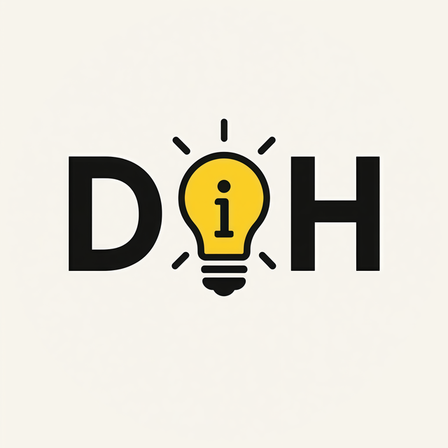 Logo DATZON utuh: huruf D, lampu ide, dan huruf H